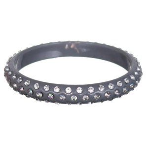 Gray Triple Row Rhinestone Bangle Bracelet